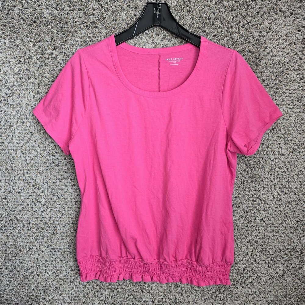 Lane Bryant Top Womens Plus 14/16 Pink Fitted Crew Tee‎ Short Sleeve Ladies